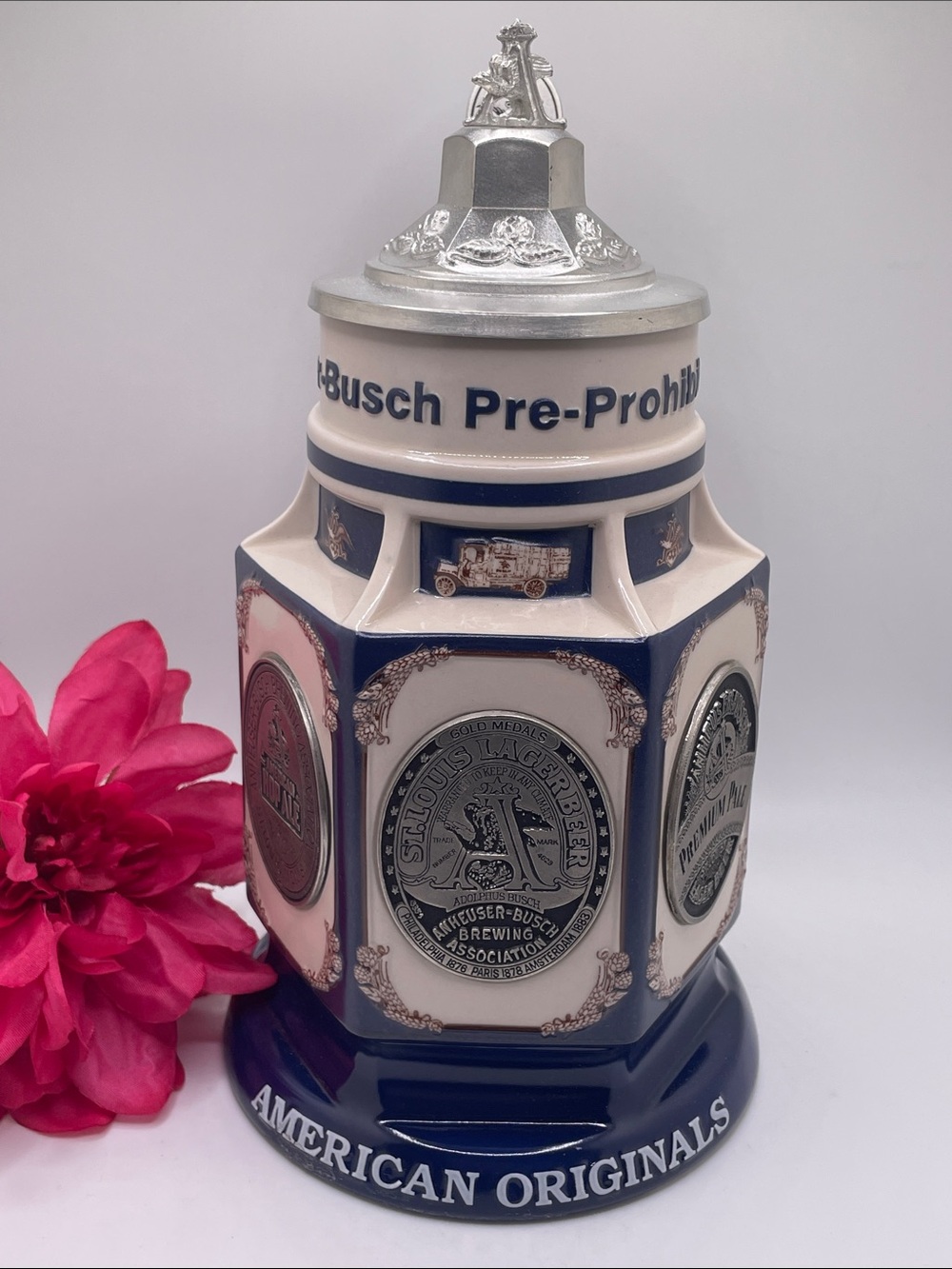 2001 Anheuser-Busch Pre-Prohibition Decorative Lidded Beer Stein